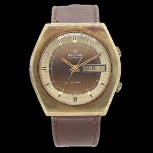 Vintage 40mm Baylor Alarm 17j Men's Automatic Wristwatch AS 5008 Swiss Retro